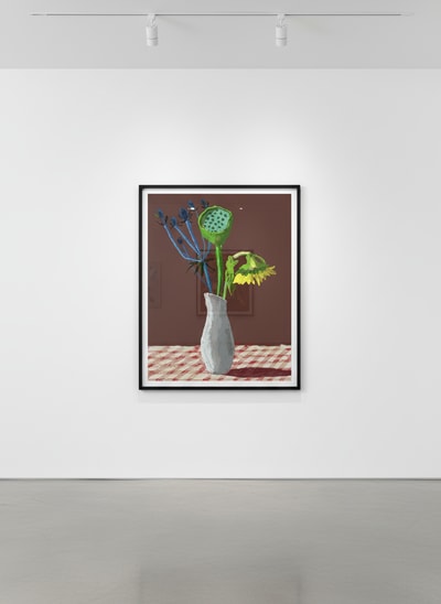 David Hockney - 19th March, Sunflower with Exotic Flower, 2021