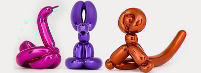 Jeff Koons - Balloon Animal - Rabbit (Violet) , Swan (Magenta) & Monkey (Orange), 2019