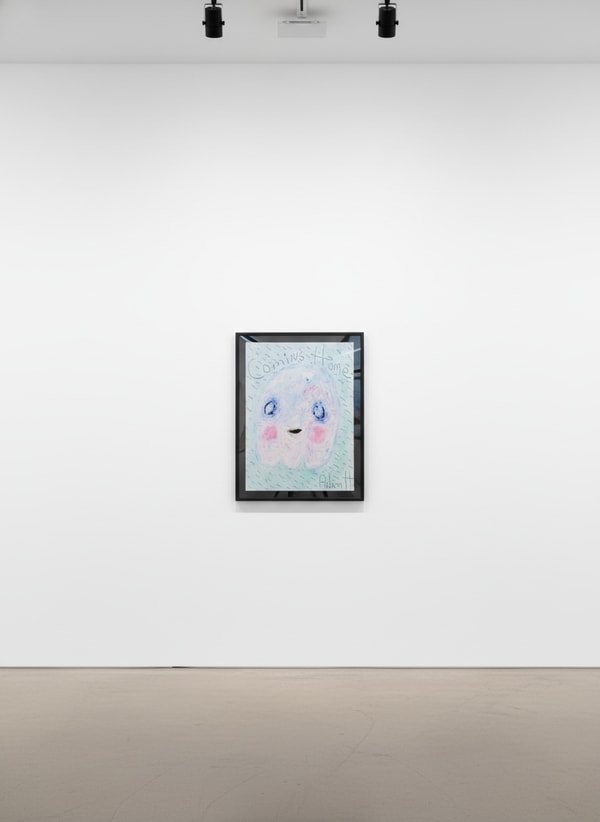 Adam Handler - Coming Home Ghost, 2021, Oil stick and pencil on heavy weight paper
Framed in a white 1 in. frame, ¾ in flo...