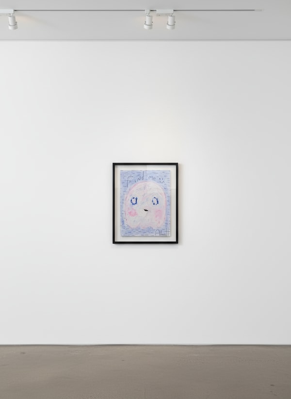 Adam Handler - Find Me Ghost, 2021, Oil stick and pencil on heavy weight paper
Framed in a white 1 in. frame, ¾ in float m...