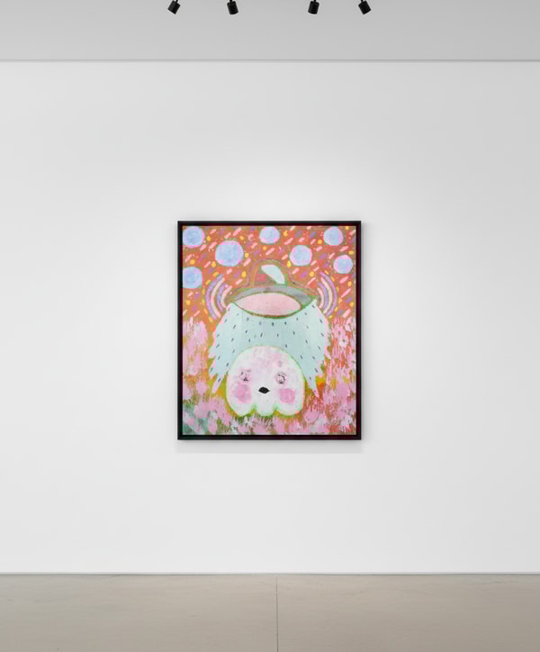 Adam Handler - Ghost Abduction at the tea garden, 2023, Oil stick, acrylic and pencil on canvas