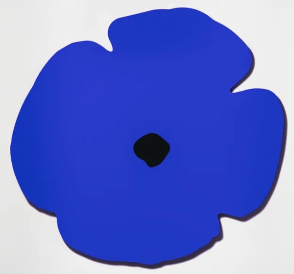 Donald Sultan - Blue Wall Poppy, Shaped aluminum with blue powder coat and flocking