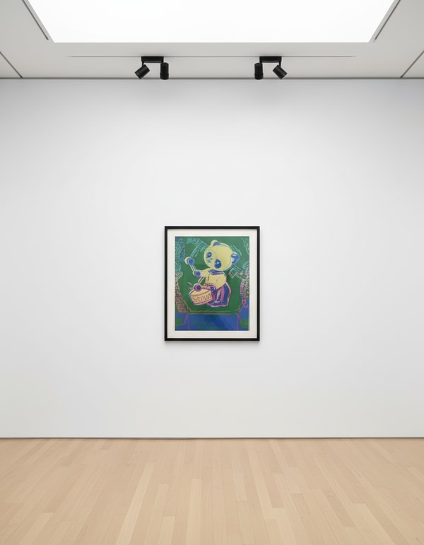 Andy Warhol - Clockwork Panda Drummer from Toy Paintings, 1983, Acrylic and silkscreen Ink on Canvas