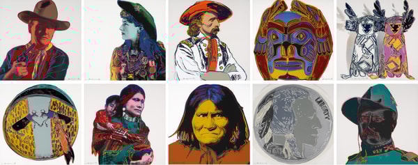 Andy Warhol - Cowboys and Indians F.S. II 377-386 Cowboys and Indians, 1986, The complete set of ten screen prints on Leno...