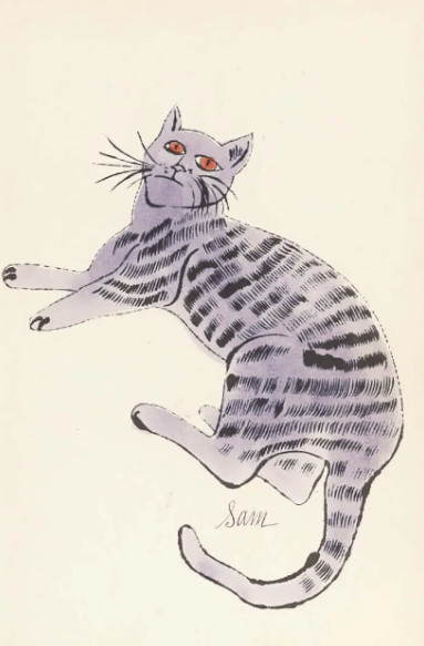 Andy Warhol - F.S. IV 52A, from 25 Cats Named Sam, ca . 1954, Offset lithograph