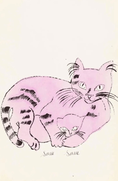 Andy Warhol - F.S. IV 62A, from 25 Cats Named Sam, ca . 1954, Offset lithograph