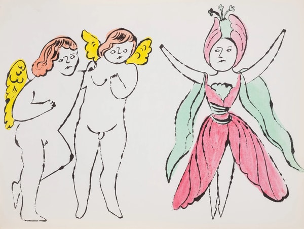 Andy Warhol - F.S. IV96A In The Bottom Of My Garden, 1956, Offset color lithograph heightened with watercolor