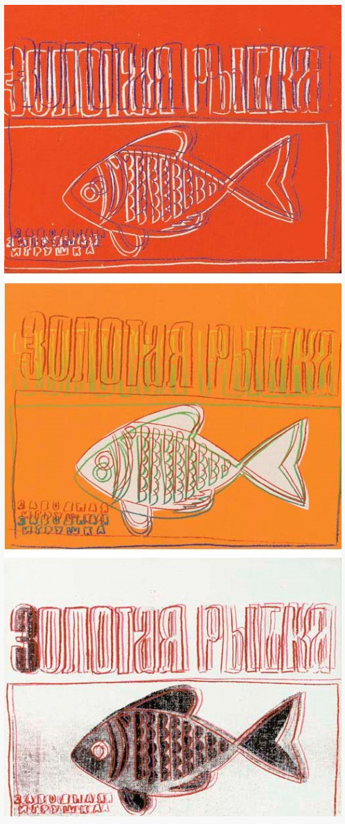 Andy Warhol - Fish from Toy Paintings, 1983, Synthetic polymer paint and silkscreen inks on canvas (each)