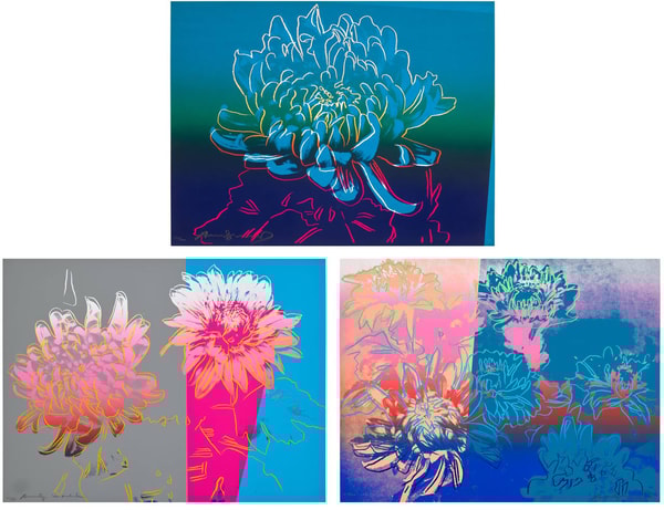 Andy Warhol - Kiku F.S. II 307-309, 1983, The complete set of three screen prints on Rives BFK paper