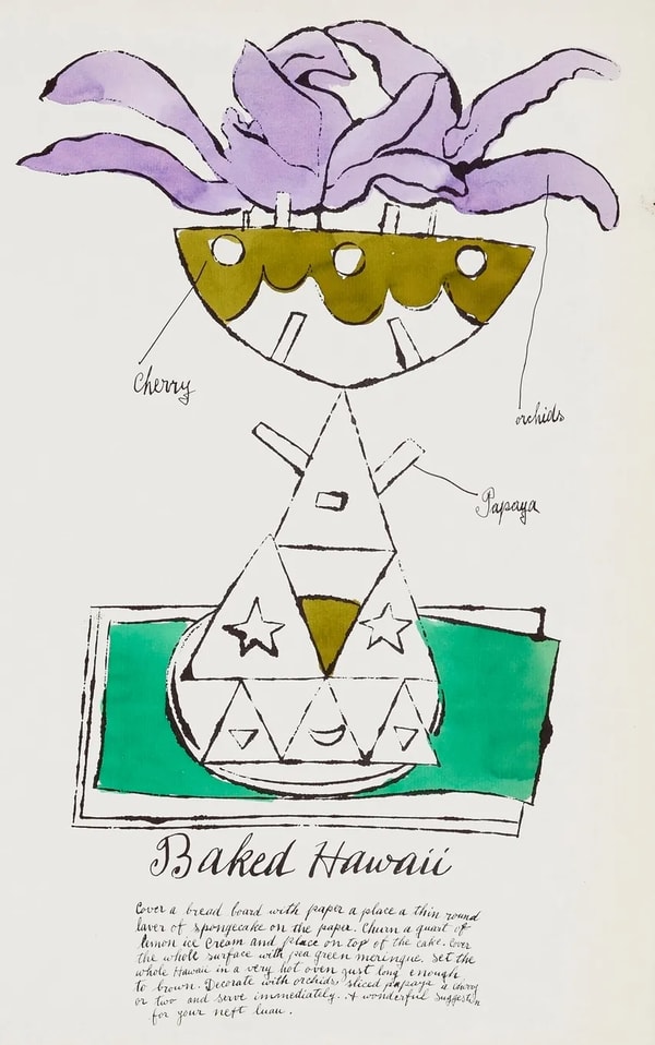 Andy Warhol - Baked Hawaii F.S. IV 137A, from Wild Raspberries, 1959, Offset lithograph on paper with hand coloring