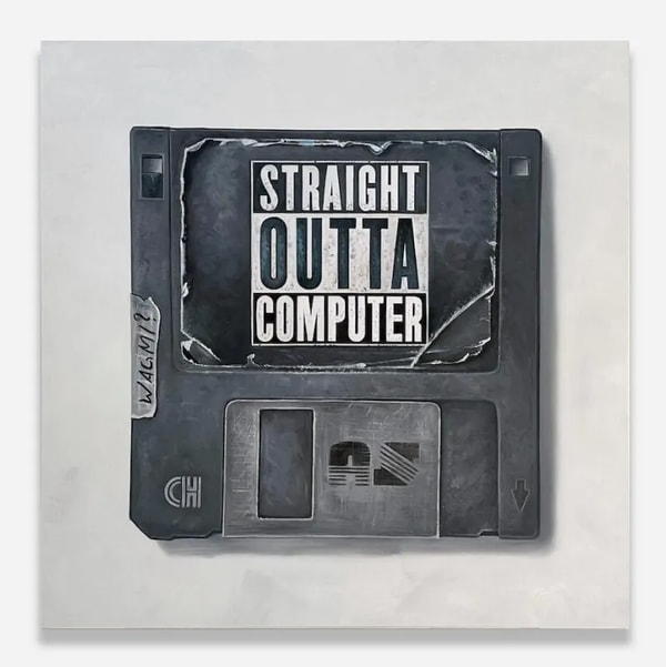 Arlo Sinclair - Straight Outta Computer: WAGMI - 3.5” Black, 2025, Oil on canvasSigned on verso + COA1/1 Unique