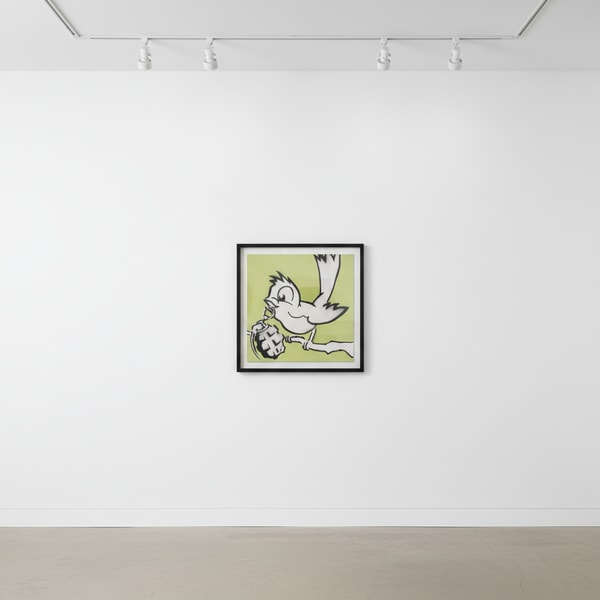 Banksy - Bird With Grenade, 2005, Spray paint and acrylic on canvas