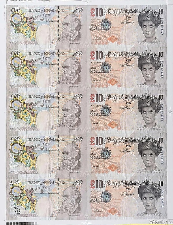 Banksy - DiFaced Tenners (Signed), 2004, Lithograph