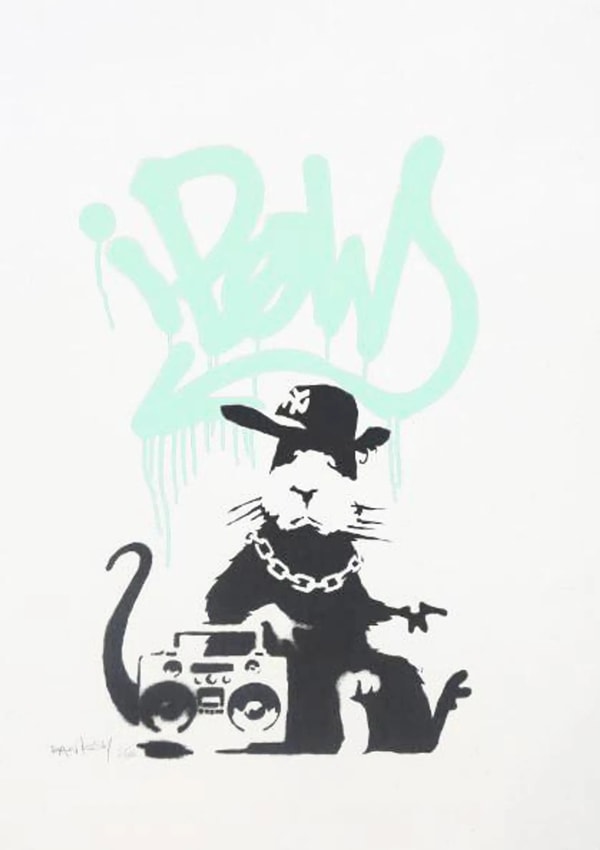 Banksy - Gangsta Rat (Mint) (Signed), 2004, Screen print