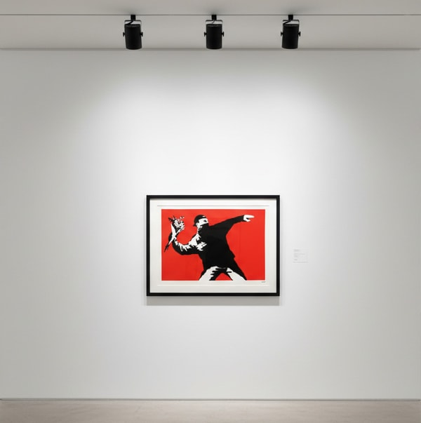 Banksy - Love Is In The Air Flower Thrower Signed, 2003, Screen print