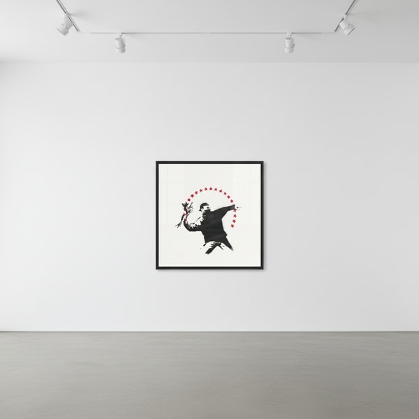 Banksy - Love Is In The Air With Stars, 2003, Spray paint on canvas