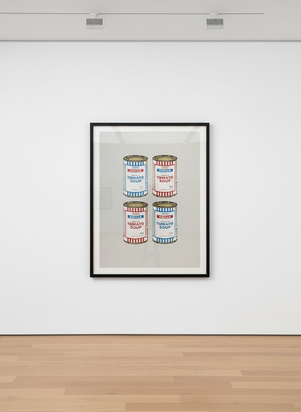 Banksy - Soup Cans Quad (Red and Blue on Grey) (Signed), 2006, Screen print