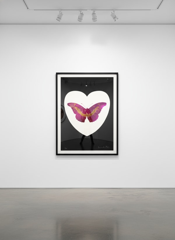 Damien Hirst - I Love You (Black, Fuschia), 2015, Silkscreen and 2 colour foil block on Somerset Satin 410gsm