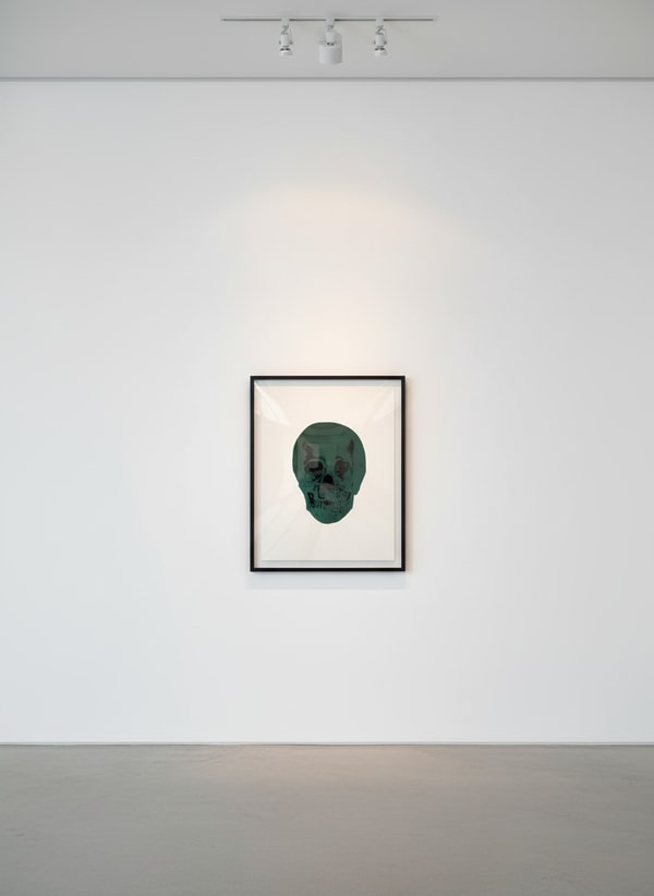 Damien Hirst - Racing Green/Raven Black Skull, 2009, 2 colour foil block on 300gsm Arches 88 archival paper.
Signed and nu...