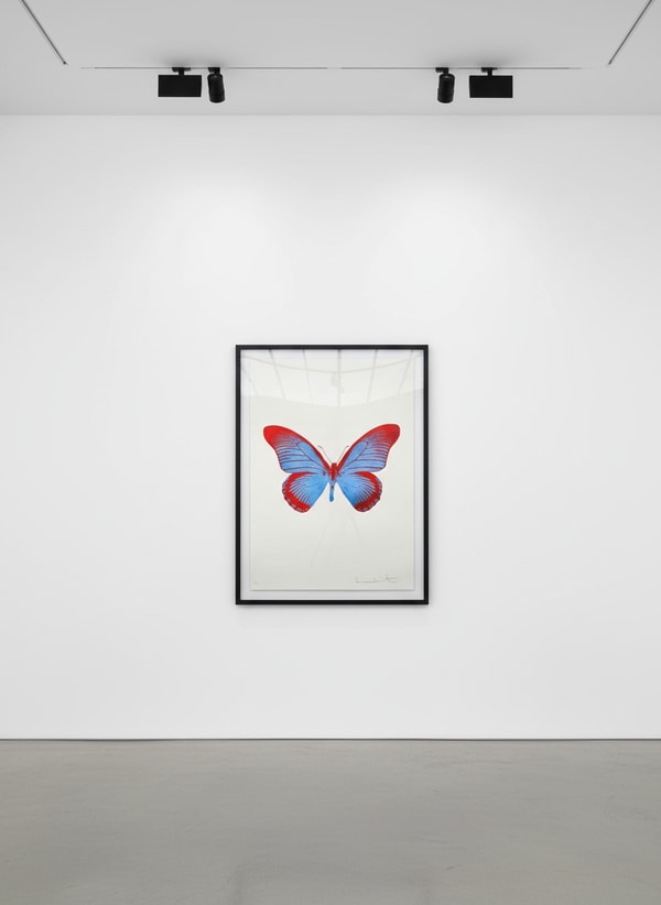 Damien Hirst - Souls IV (Frost Blue Chili Red), 2010, Foil block print in colors on Arches paper