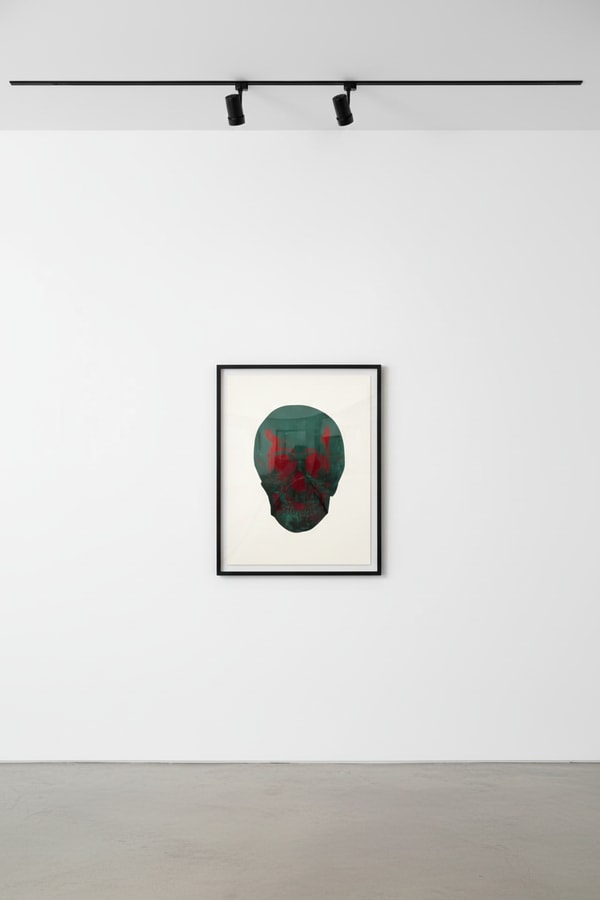 Damien Hirst - The Dead - Racing Green/Chili Red, 2009, Two colour foil blocks on arches paper