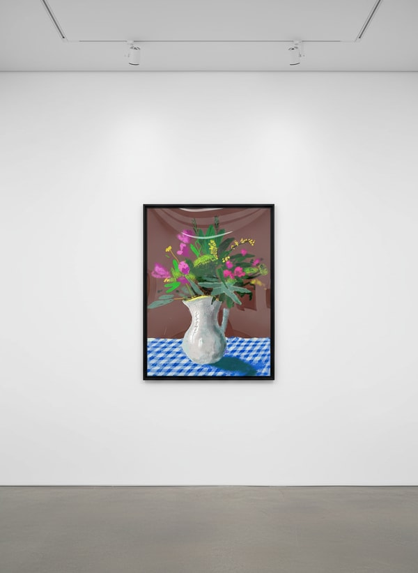 David Hockney - 15th March 2021, Flowers in a Jug, 2021, iPad painting printed on paper