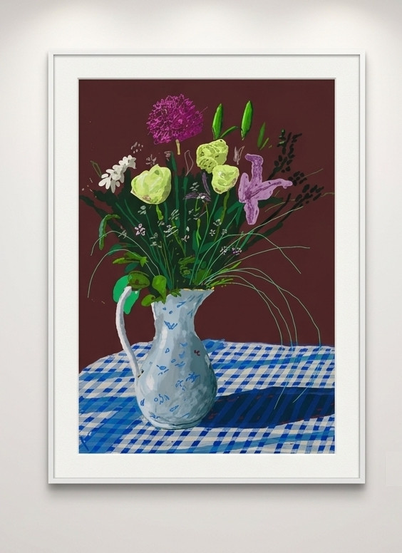 David Hockney - 20th February, Jug with Flowers, 2021, iPad Painting Printed on Paper