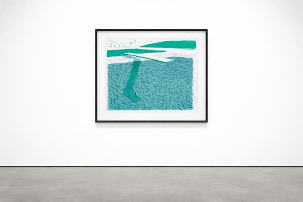 David Hockney - Lithograph Of Water Made Of Lines, Crayon And A Blue Wash, 1980, Lithograph in colors on wove paper