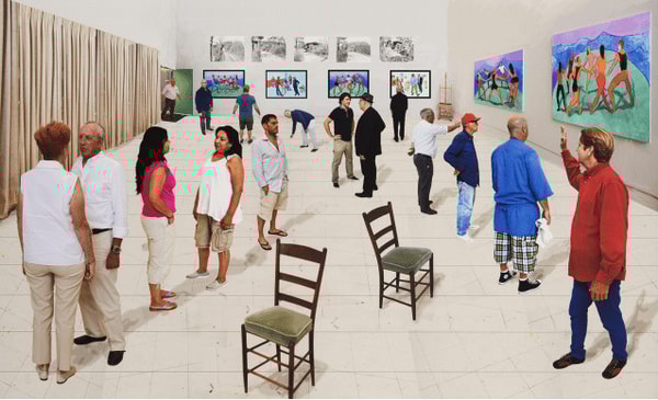 David Hockney - Two Chairs With People, 2014, Photographic drawing