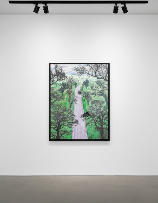 David Hockney - Winter Road Near Kilham, 2008, Computer Drawing on Paper