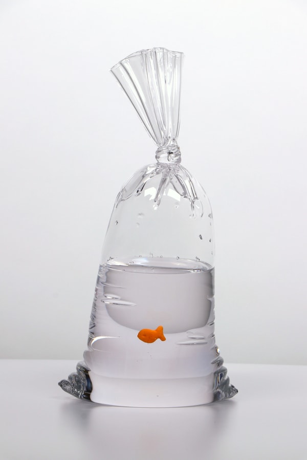 Dylan Martinez - GF 165, 2023, Hand blown glass sculpture with ceramic fish element