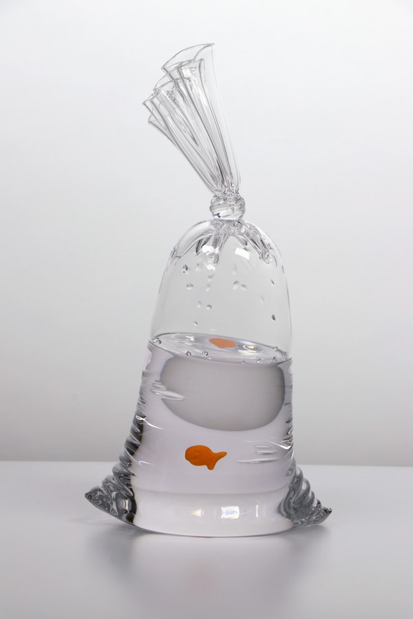 Dylan Martinez - GF 166, 2023, Hand blown glass sculpture with ceramic fish element