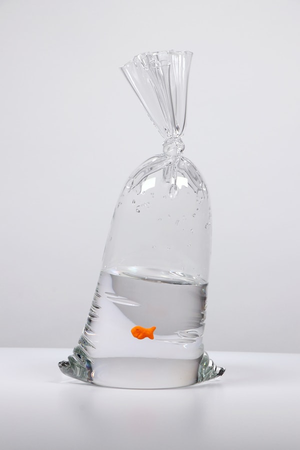 Dylan Martinez - GF 170, 2023, Hand blown glass sculpture with ceramic fish element