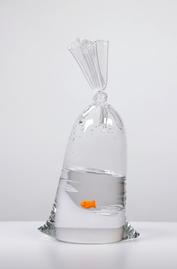 Dylan Martinez - GF 171, 2023, Hand blown glass sculpture with ceramic fish element