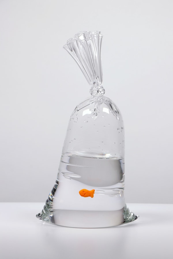 Dylan Martinez - GF 172, 2023, Hand blown glass sculpture with ceramic fish element