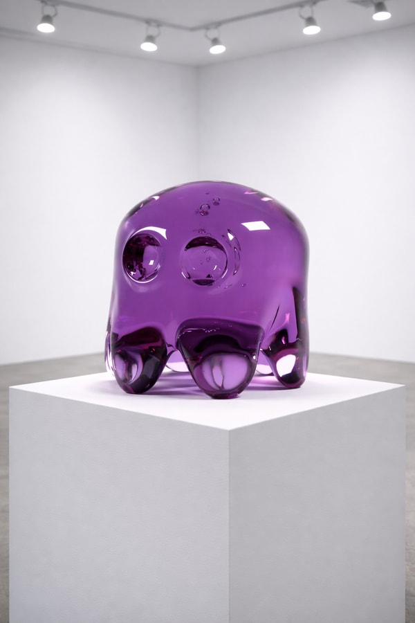 Dylan Martinez - Pac-Man Ghost (Large, Purple), 2025, Hand-blown glass sculpture