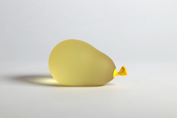 Dylan Martinez - Yellow Water Balloon, 2024, Glass sculptures - hot sculpted, sandblasted, acid etched

The water balloons...
