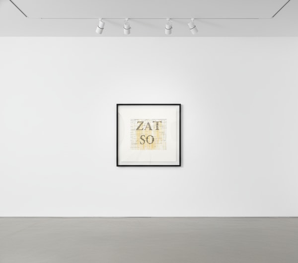 Ed Ruscha - Zat So, 2023, Hard ground etching printed in black and yellow.