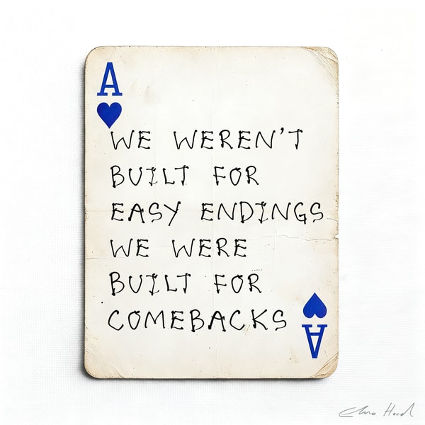 Elmo Hood - Built For Comebacks, 2026, Mixed Media Playing Card on Wooden Backed Canvas | Signed 