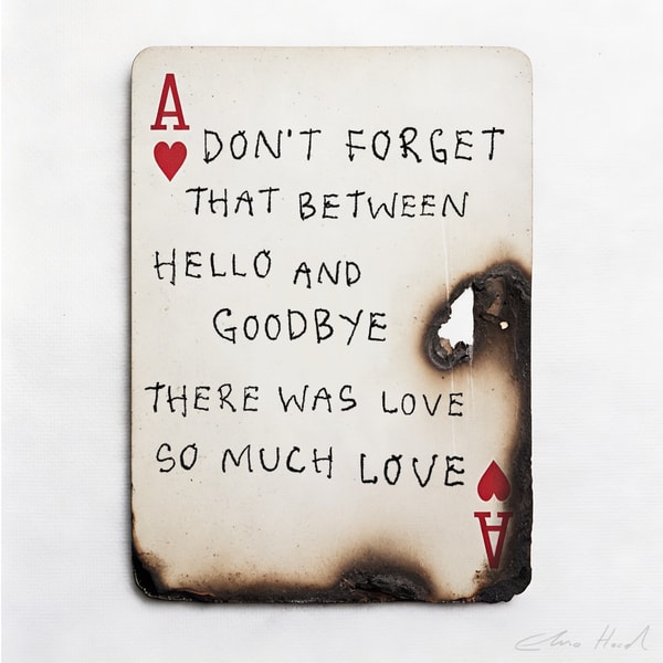 Elmo Hood - Hello and Goodbye, 2026, Mixed Media Playing Card on Wooden Backed Canvas | Signed 