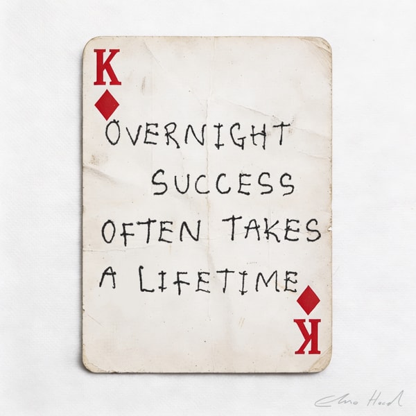 Elmo Hood - Overnight Success, 2026, Mixed Media Playing Card on Wooden Backed Canvas | Signed