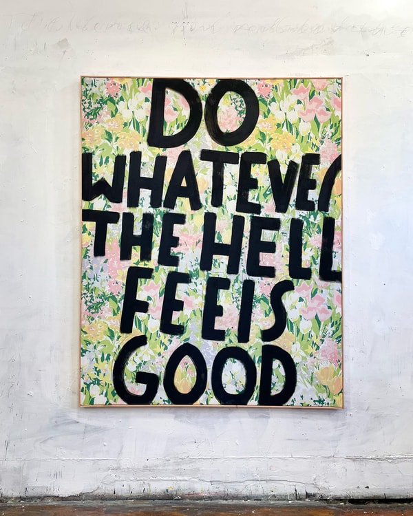 Eric Stefanski - Feels Good, 2024, Enamel on fabric