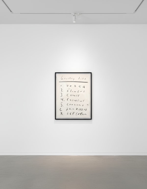 Eric Stefanski - Grocery List, 2023, Charcoal on heavyweight paper