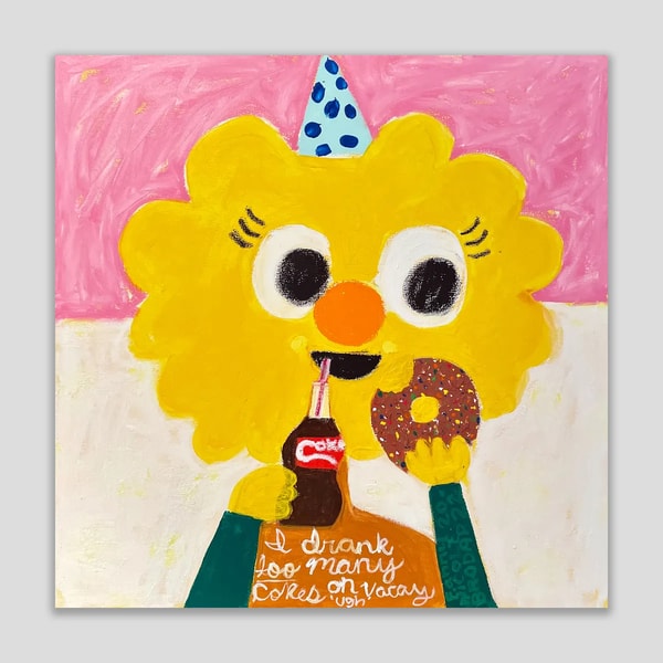 Fanny Brodar - I Drank Too Many Cokes, 2022, Acrylic and oil stick on canvas