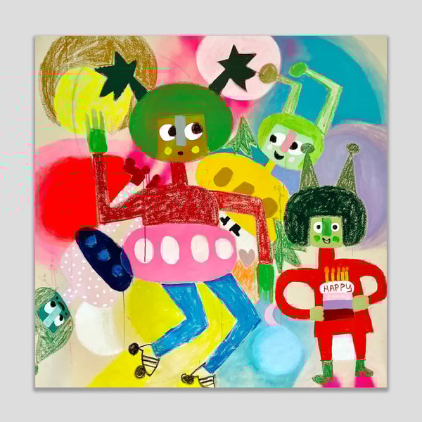 Fanny Brodar - Mars Roller Derby, 2022, Acrylic, oil stick, and spray paint on canvas