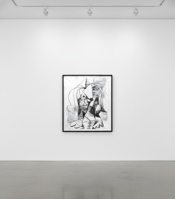 George Condo - Large Female Figure, 2009, Acrylic and charcoal on paper