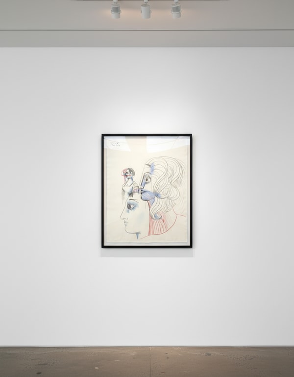 George Condo - Three Figures, 2018, Colored pencil on paper