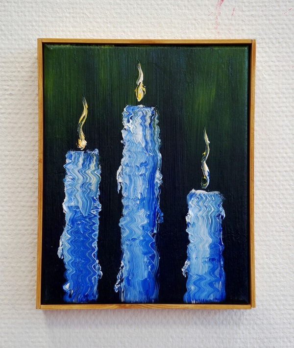 Hugo Baudouin - Blue Creamy Candles, 2026, Oil on Linen,