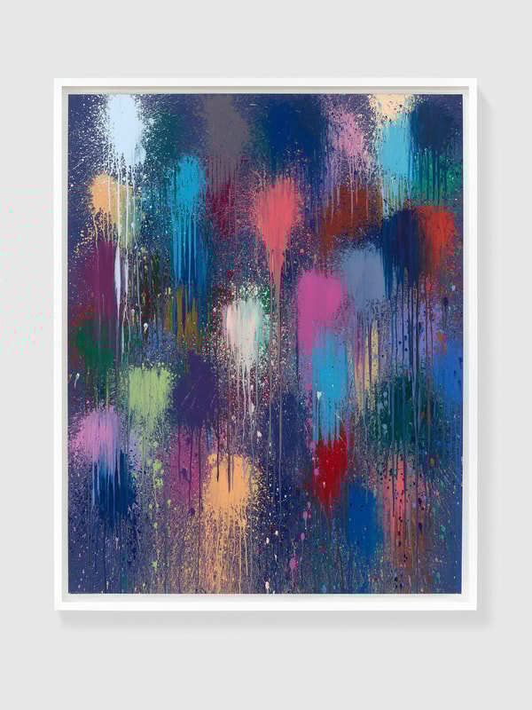 Ian Davenport - Dark Blue Flare, 2022, Acrylic on paper