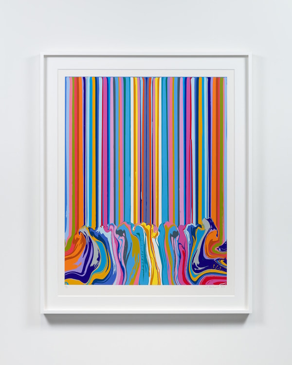 Ian Davenport - Mirror Enamel Pink, 2021, Gloss enamel screenprint in 38 colours on Somerset Tub Sized Satin 600gsm paper